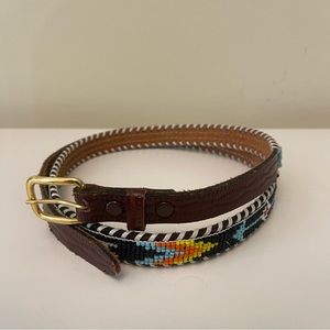 Beaded leather belt